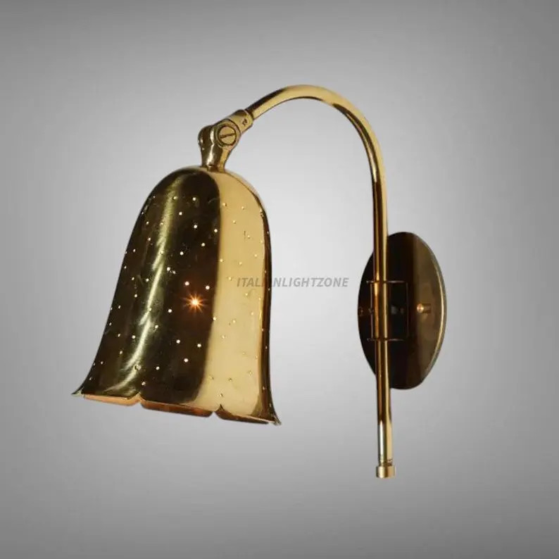 Mid Century Perforated Brass Wall Sconce – Vintage Scandinavian Wall Light – Handmade Brass L... | Etsy (US)