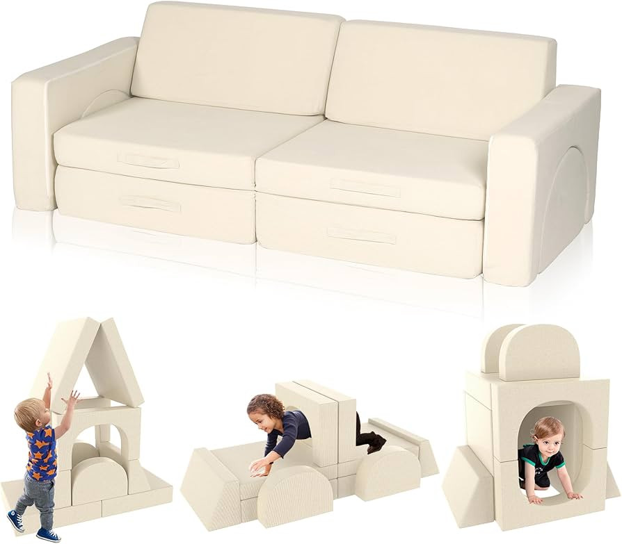 Modular Kid Play Couch, 10PCS Kids Couch Sectional Sofa Soft & Stylish Toddler for Playroom Bedro... | Amazon (US)
