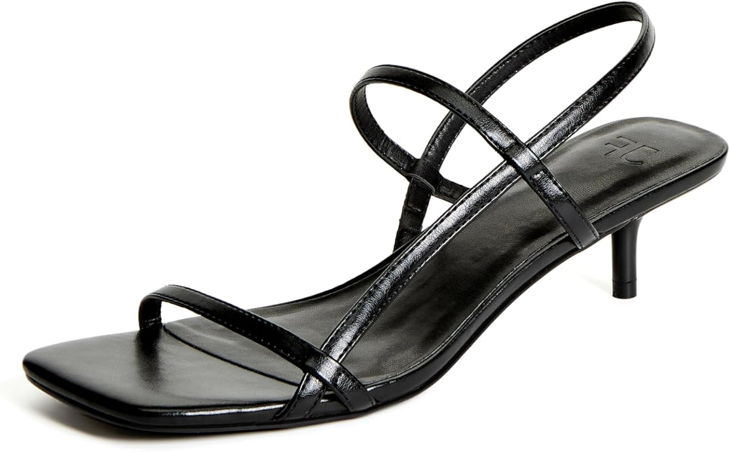 JustFab Kitten Heels for Womens Square Open Toe Slip on Heels Strappy Sandals Comfort Dress Party... | Amazon (US)