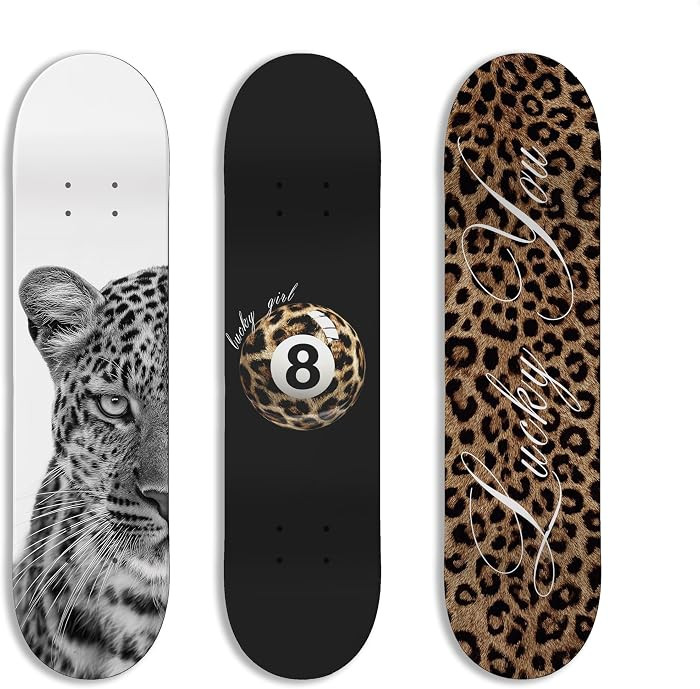 TwoDays Stockholm Cheetah Skateboard Wall Decor - Leopard Print Modern Style Wall Mount Art Set f... | Amazon (US)