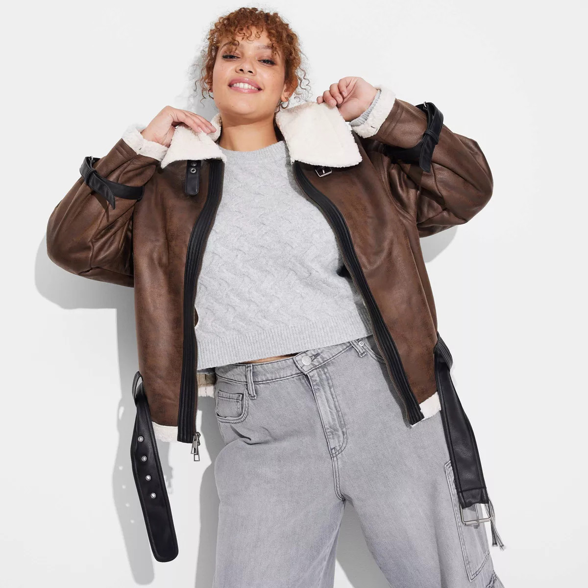 Women's Faux Shearling Aviator Jacket - Wild Fable™ | Target