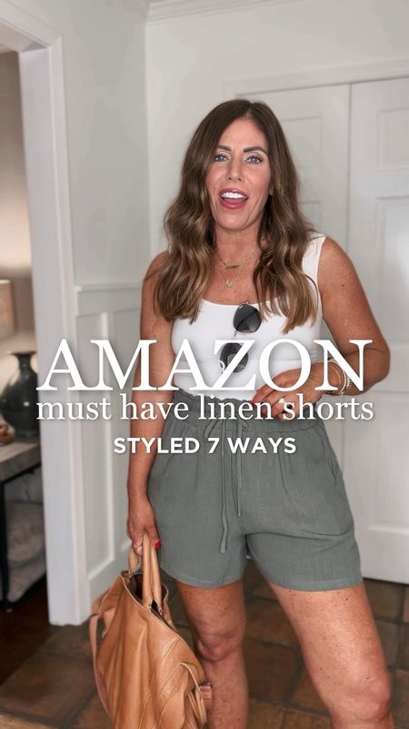 Amazon must have linen shorts styled seven ways. These are the same exact fit as the pants, but in shorts. They are high-rise and try to size with a relaxed fit. They come in several colors and they are $25.99.

#LTKstyletip #LTKover40 #LTKfindsunder50