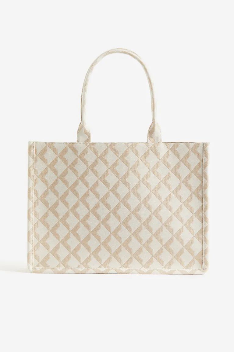 Jacquard-weave Shopper - Light beige/patterned - Ladies | H&M US | H&M (US + CA)