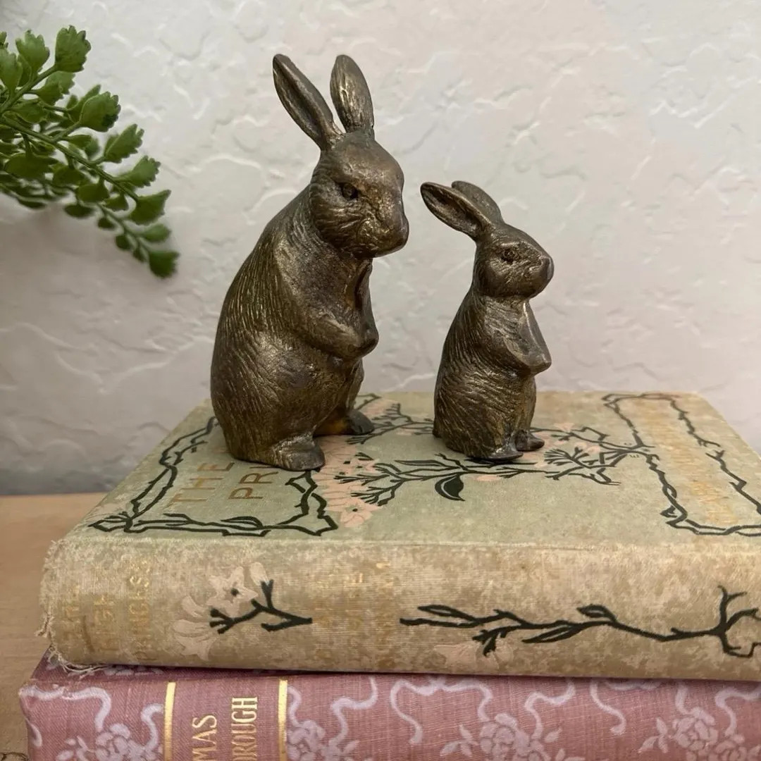 VTG Vintage Set of 2 Brass Bunny Rabbits - Etsy | Etsy (US)