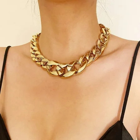 Chunky Choker Necklace Gold Cuban Link Chain Fashion Jewelry for Women - Trendy Statement Piece for Any Look Perfect Gift for Women and Girls - | Walmart (US)