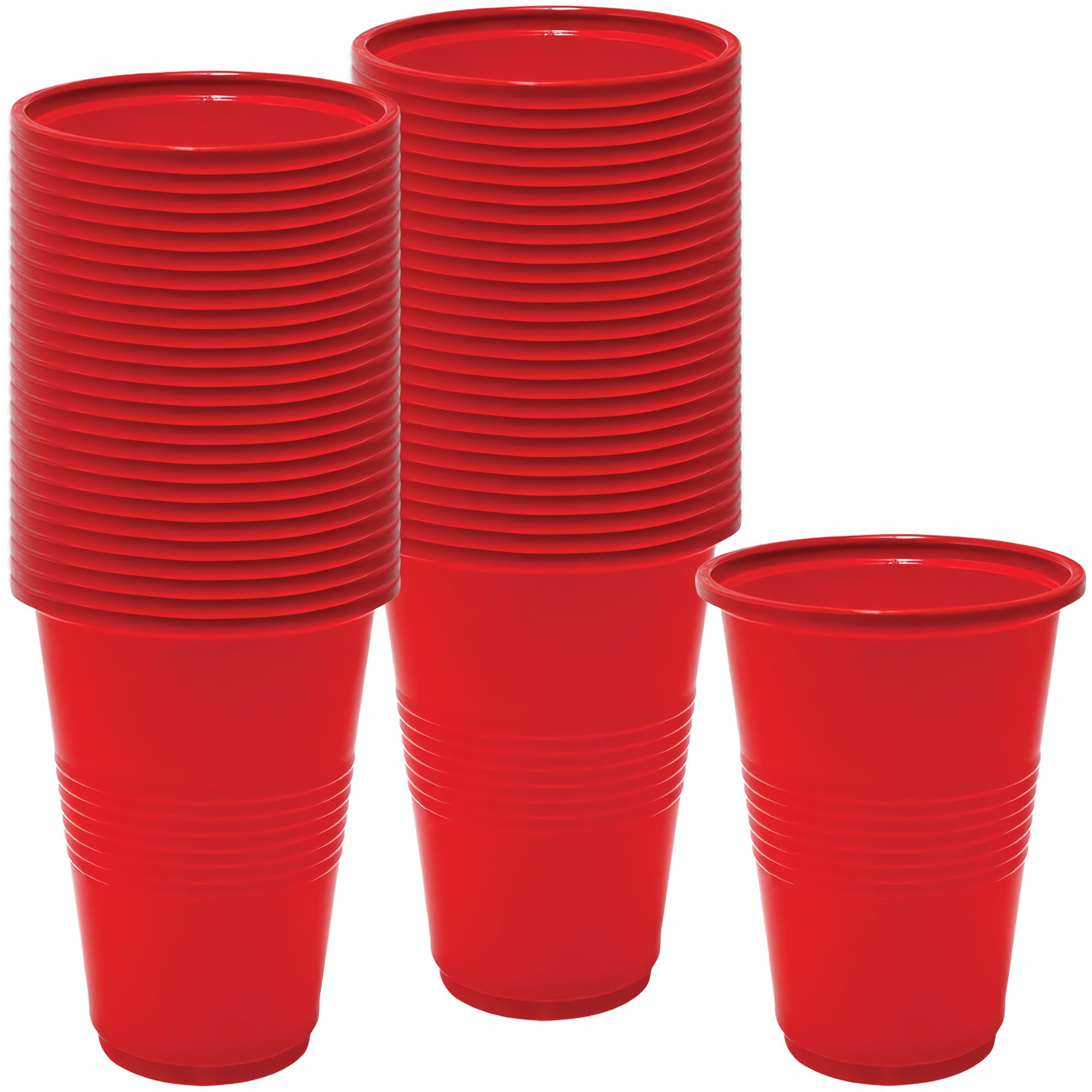 Nicole Home Collection Red Heavy Duty Disposable Plastic Cups - 16oz, 50 Pieces - Ideal for Parti... | Amazon (US)