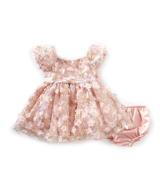 Baby Girls 12-24 Months Short Sleeve Two-Tone Soutache-Embroidered Fit & Flare Dress | Dillard's