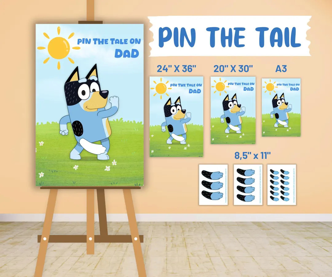 Pin the Tail Blue Dog Birthday Party Game, Blue Signs Party Decor, Blue Birthday Party Activities... | Etsy (US)