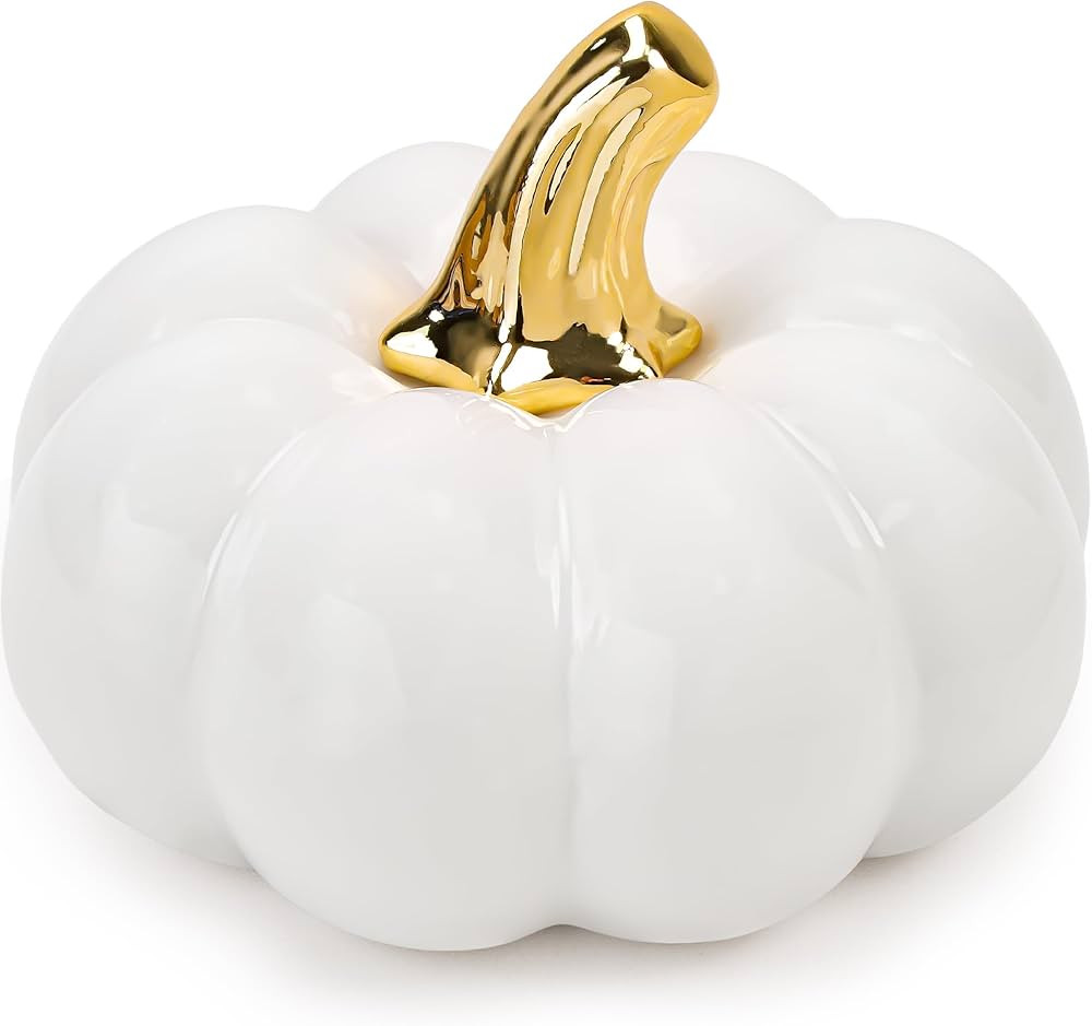 4 Inch Ceramic Pumpkin Decor Artificial Pumpkin for Halloween Thanksgiving Fall Harvest Farmhouse... | Amazon (US)