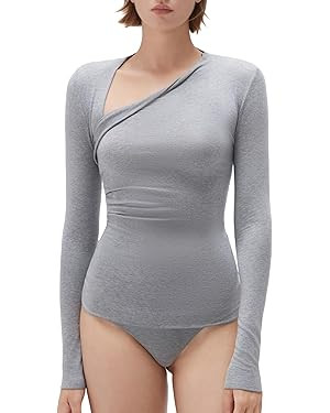 SUUKSESS Modal Cashmere Long Sleeve T Shirts for Women Ultralight Fall Fashion 2025 Trendy Asymme... | Amazon (US)