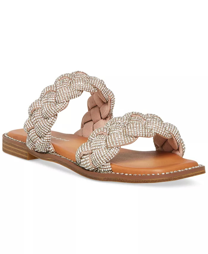 Park Braided Rhinestone Flat Slide Sandals | Macys (US)
