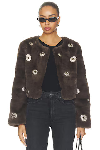 Understated Leather Silver Tongue Coat in Brown. - size S | Revolve Clothing (Global)