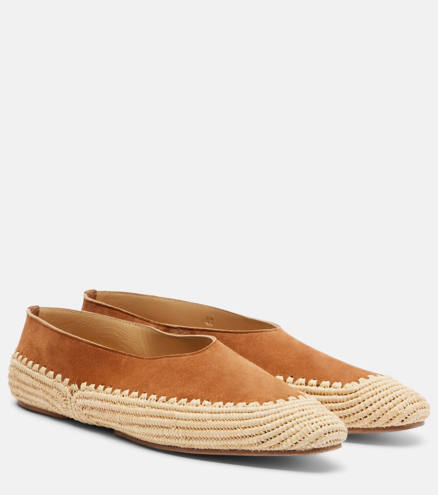 Gabriela Hearst Strength crochet raffia-trimmed suede flats | Mytheresa (US/CA)