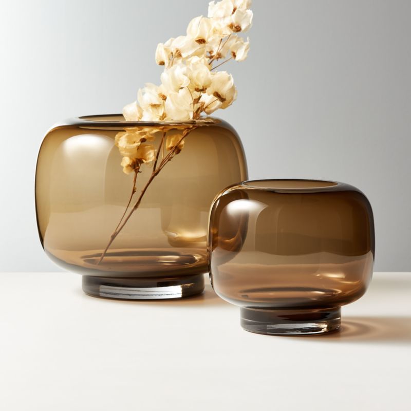 Coco Smoked Glass Hurricane Candle Holders | CB2 | CB2
