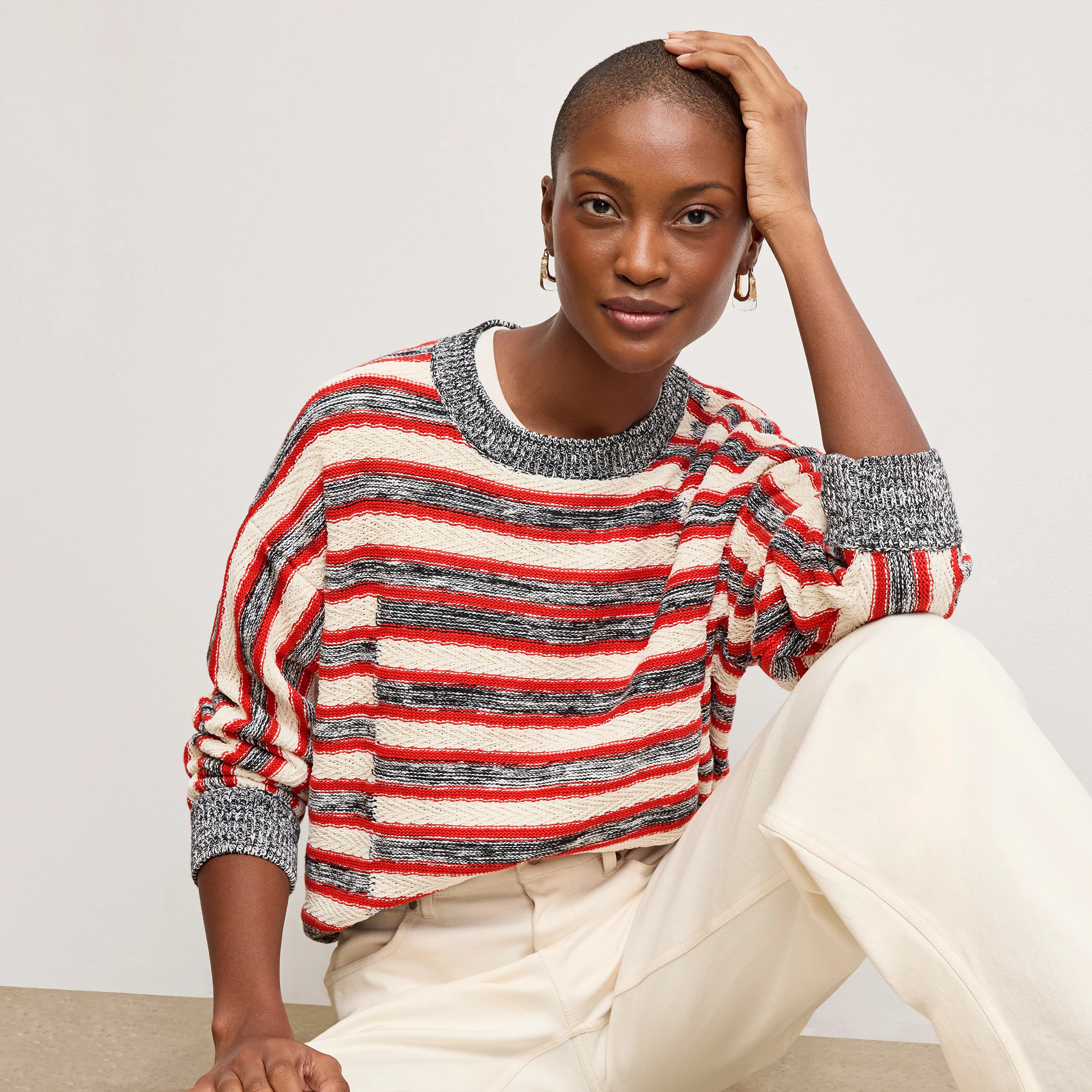 Leila Slouchy Sweater - Multi Knit :: Sunset Stripe | MM LaFleur
