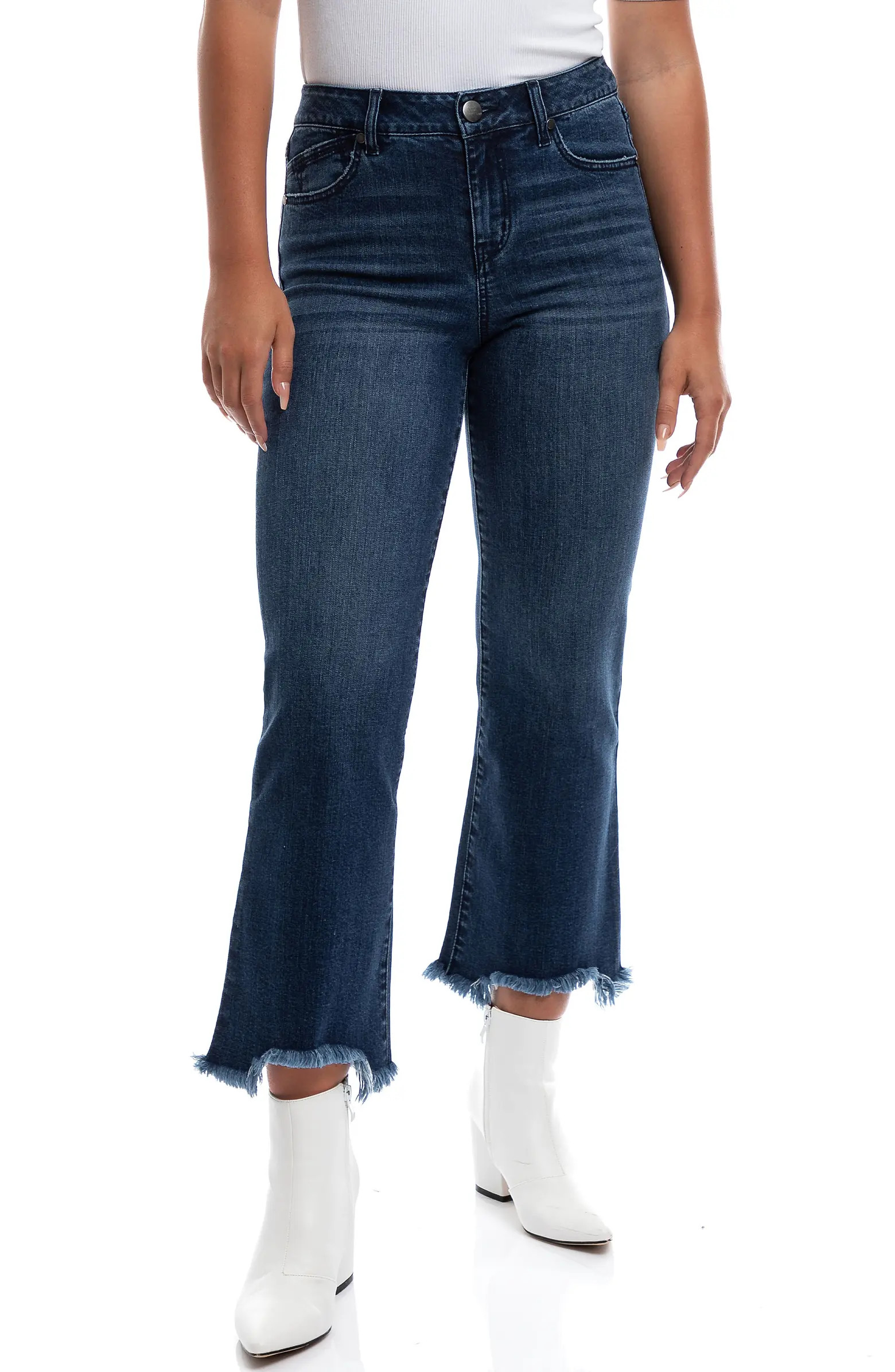 High Waist Frayed Crop Bootcut Jeans | Nordstrom