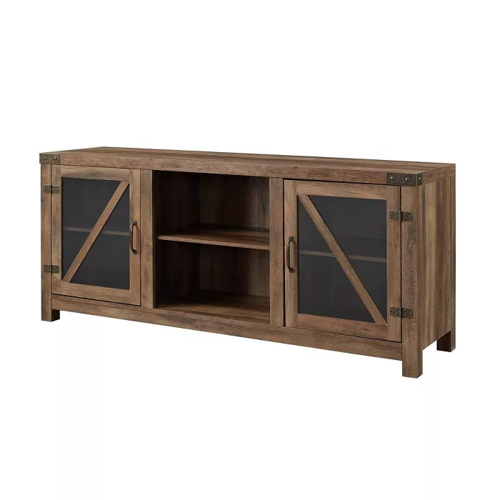 Clarabelle Farmhouse Glass Barn Door TV Stand for TVs up to 65" - Saracina Home | Target