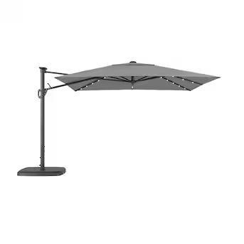 SimplyShade 10-ft Greige Solar Powered Crank Cantilever Patio Umbrella with Base Lowes.com | Lowe's