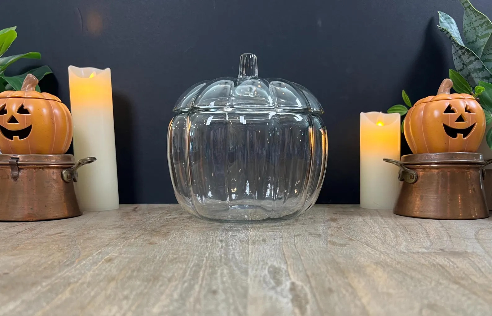 Vintage Anchor Hocking Glass Pumpkin Shaped Canister Perfect for Fall Decor - Etsy | Etsy (US)