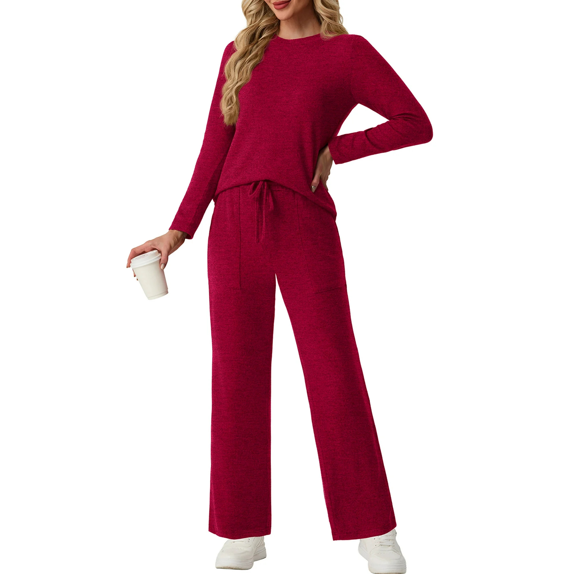 Cueply 2 Piece Sets for Women Outfits Casual Long Sleeve Lounge Matching Sets Clothing with Pocke... | Walmart (US)