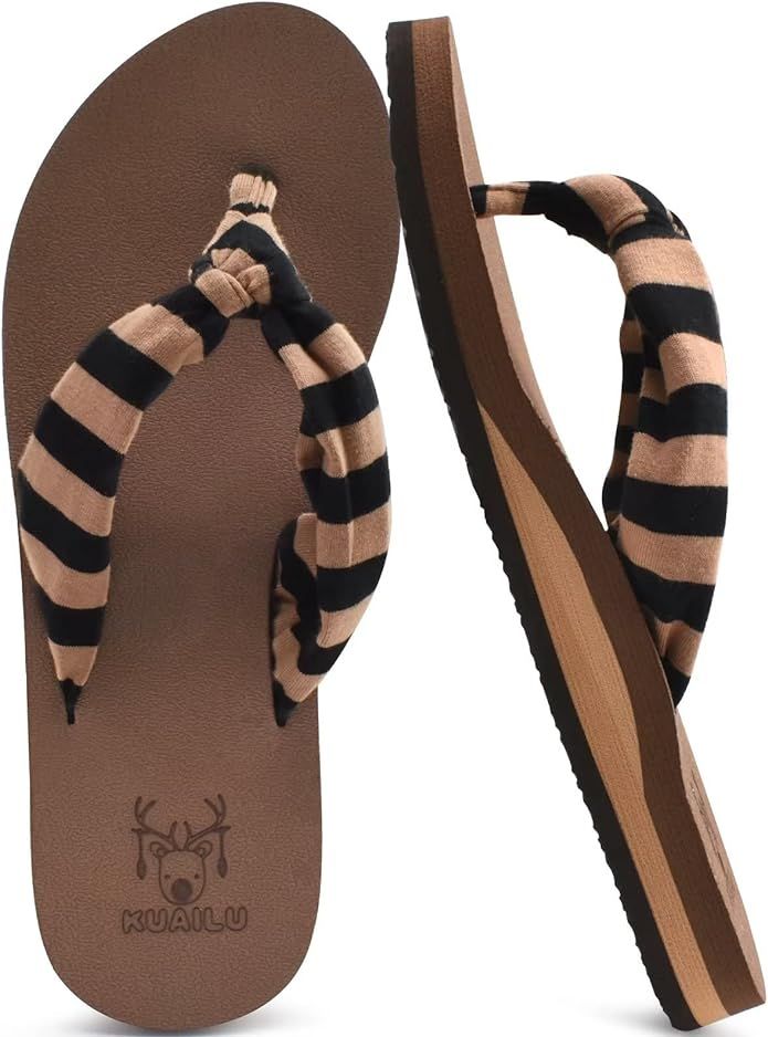 KuaiLu Women's Yoga Foam Flip Flops with Arch Support Thong Sandals Non-Slip | Amazon (US)