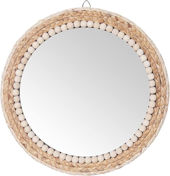 SWTHONY 15 Inch Boho Round Hanging Wall Mirror Decorative Rattan Circle Wall Mounted Mirror for F... | Amazon (US)