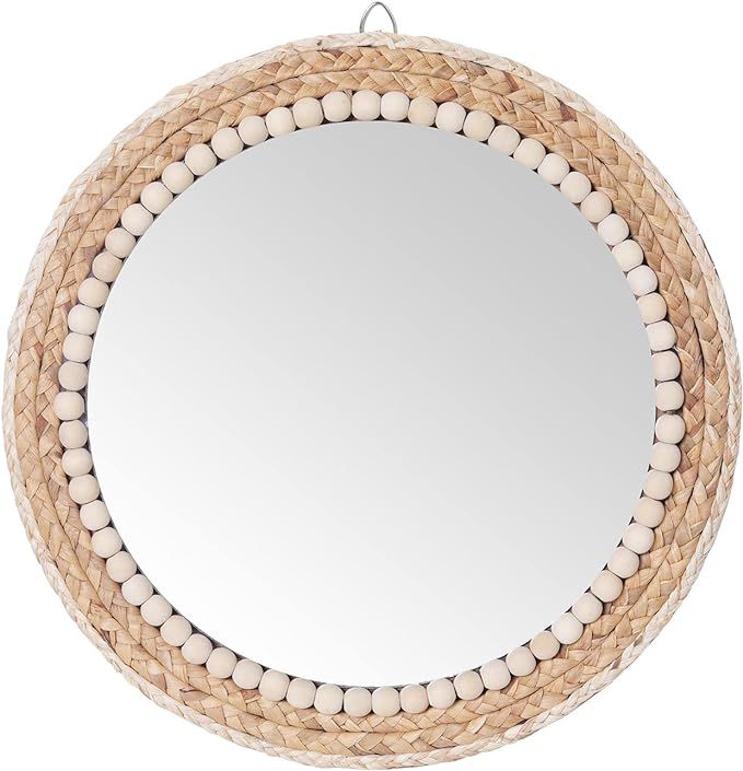 SWTHONY 15 Inch Boho Round Hanging Wall Mirror Decorative Rattan Circle Wall Mounted Mirror for F... | Amazon (US)