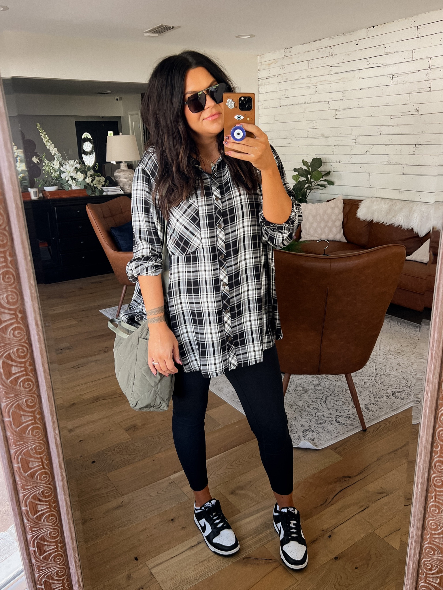 Postpartum easy realistic outfit 
Button up: 3X (I sized up 3 for this fit)
Leggings: Large
Sneakers: TTA
Makeshift diaper bag: Amazon 


#LTKstyletip #LTKfindsunder50 #LTKbump