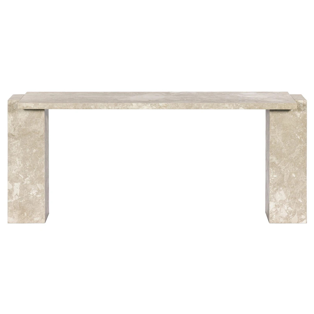 Valerie Modern Classic Beige Marble Rectangular Console Table | Kathy Kuo Home