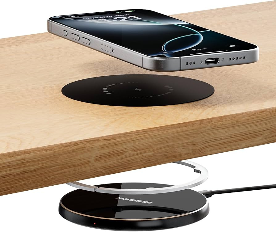 Invisible Wireless Charger, 0-30mm Under Desk Wireless Charger, Dual Uses On or Hidden Under Tabl... | Amazon (US)