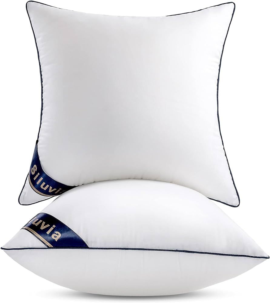 Siluvia 18"x18" Pillow Inserts Set of 2 Decorative 18 Pillows Square Interior Sofa Throw Pillow w... | Amazon (US)