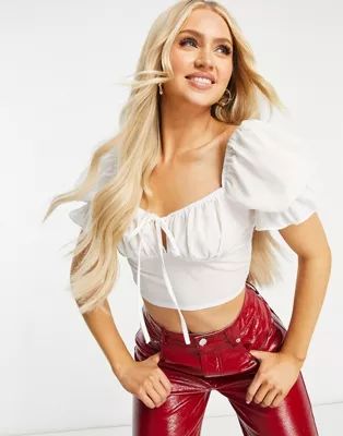 NaaNaa milkmaid crop top in cream | ASOS (Global)