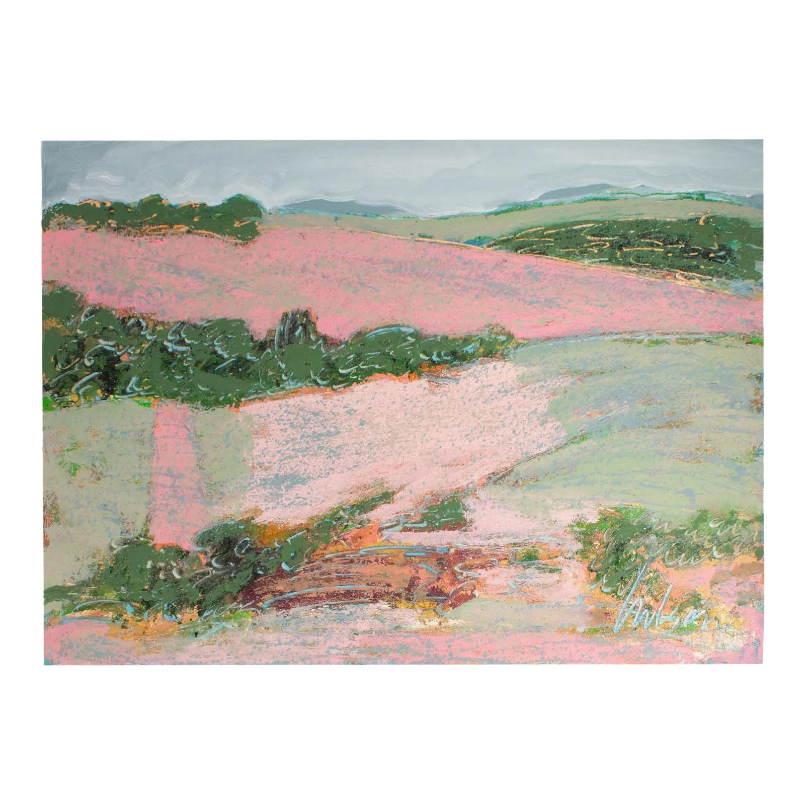 “Landscape” Abstract Acrylic and Sand on Paper by Harry Hilson | Chairish