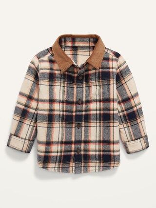 Unisex Corduroy Collar Plaid Flannel Shirt for Baby | Old Navy (US)