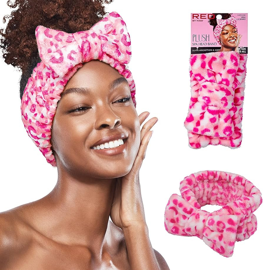 Red by Kiss Spa Headband for Washing Face Facial Makeup Bow Head Band Soft Plush Fleece Stretchy ... | Amazon (US)