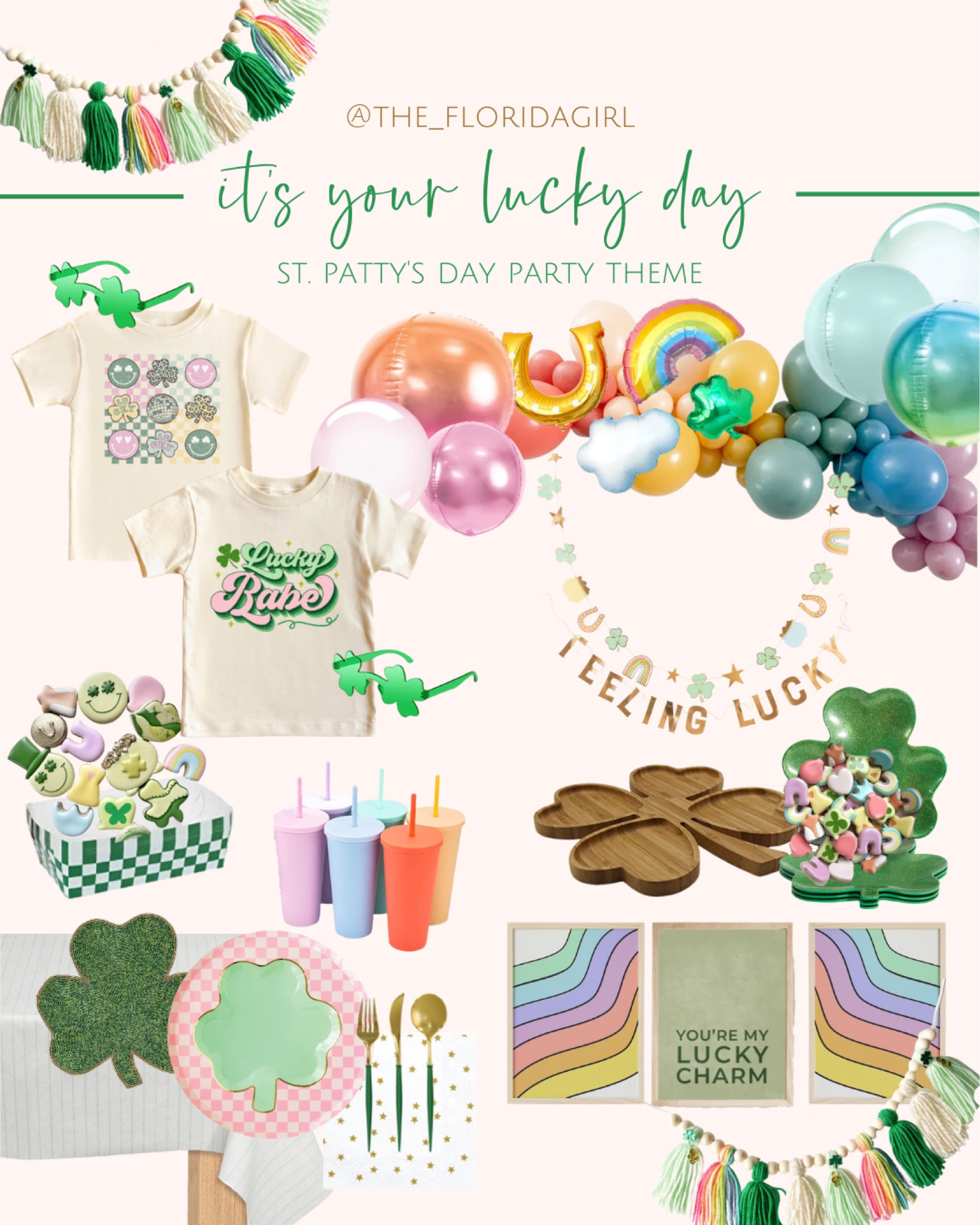 It’s your lucky day #kids #kidsparty #stpatricks #stpatricksday #stpattys #stpattysday #rainbow #lucky #shamrock #balloons #retro #retrotee #retroteeshirt #luckcharm #luckycharms #garland #pompom #checker #checkered #checkerprint #partytheme #partyideas #kidscups #kidsclothes  #partyinspo #holiday #holidayparty

#LTKkids #LTKSeasonal #LTKfamily