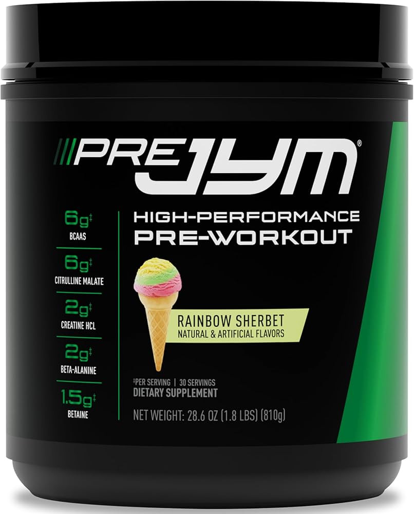 JYM Supplement Science Pre JYM Rainbow Sherbet Pre Workout Powder for Men & Women, BCAAs, Nootrop... | Amazon (US)