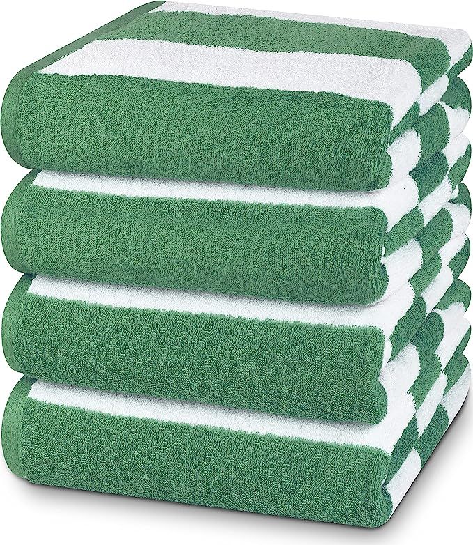 Utopia Towels Cabana Stripe Beach Towels, Green, (30 x 60 Inches) - 100% Ring Spun Cotton Large P... | Amazon (US)