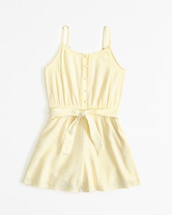 belted linen-blend romper | Abercrombie & Fitch (US)