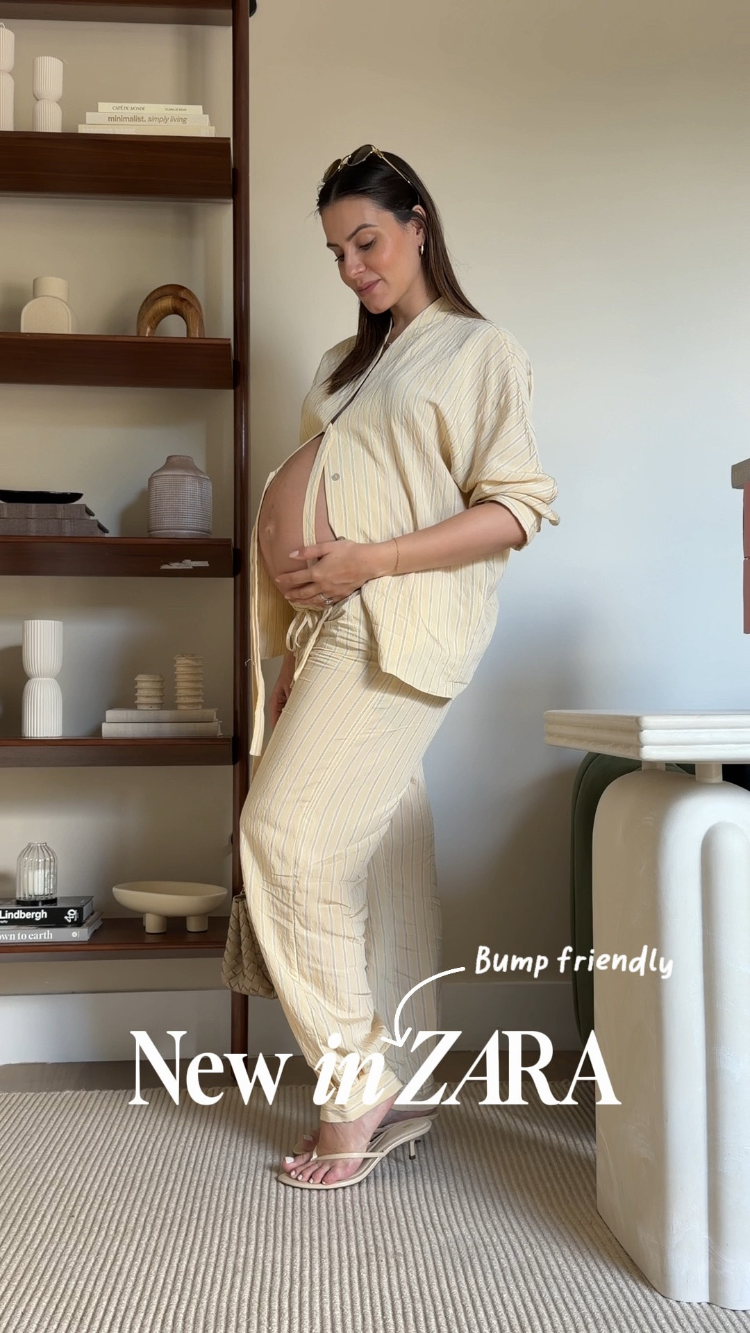 Another Zara find I had to share before this series comes to an end 🧈🫶🏼

This striped butter yellow shirt is such a good find for pregnancy! The quality is amazing, it's lightweight and breathable, and it's one of those pieces you'll wear all summer long. The pants are elastic drawstrings which sits well under the bump and the entire outfit is effortlessly chic and so versatile.

I'm officially 36 weeks now, so I think we're getting close to the end of this outfit series 🥹 But I still have a few more bump-friendly outfits to share before Bella arrives!

Follow for more pregnancy style inspiration that still feels like you ✨

#LTKBump #LTKmomlife #LTKootd