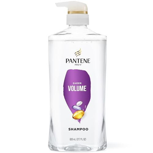 Pantene Shampoo, Sheer Volume - 72-Hour Fullness, Lightweight Nourishment with Pro-Vitamin B5 + Antioxidants, Fine, Thin, Color-Treated Hair, Paraben Free, Remove Build Up for Body & Shine, 27.7 Fl Oz | Amazon (US)