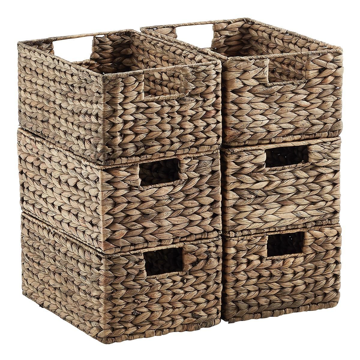 Cases of Mocha Water Hyacinth Storage Bins with Handles | The Container Store