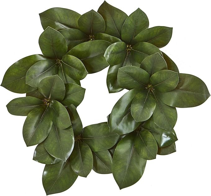 Nearly Natural 22in. Magnolia Leaf Artificial Wreath | Amazon (US)