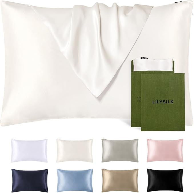 LILYSILK Silk Pillowcase for Hair and Skin Standard-100% Mulberry Silk 19 Momme Both Sides Silk B... | Amazon (US)