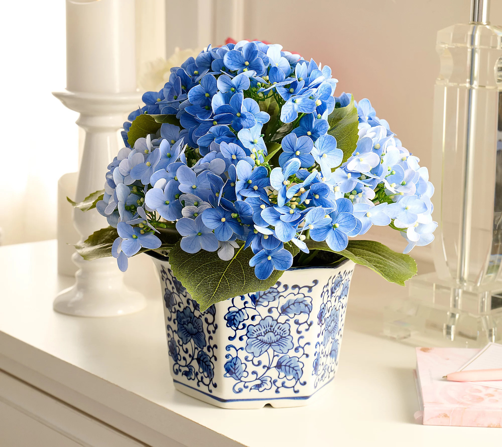 As Is Hotel du Cobb Faux Hydrangea with Ceramic Pot | QVC