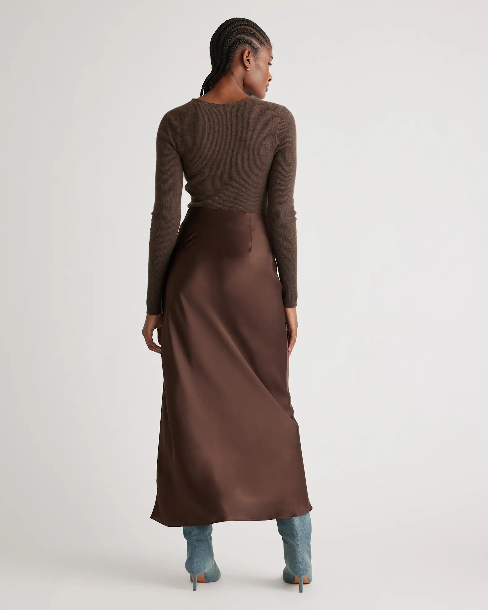 100% Washable Silk Maxi Skirt in Hot Fudge | Quince