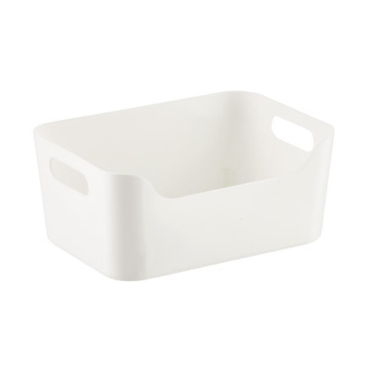 Small Plastic Storage Bin w/ Handles White | The Container Store