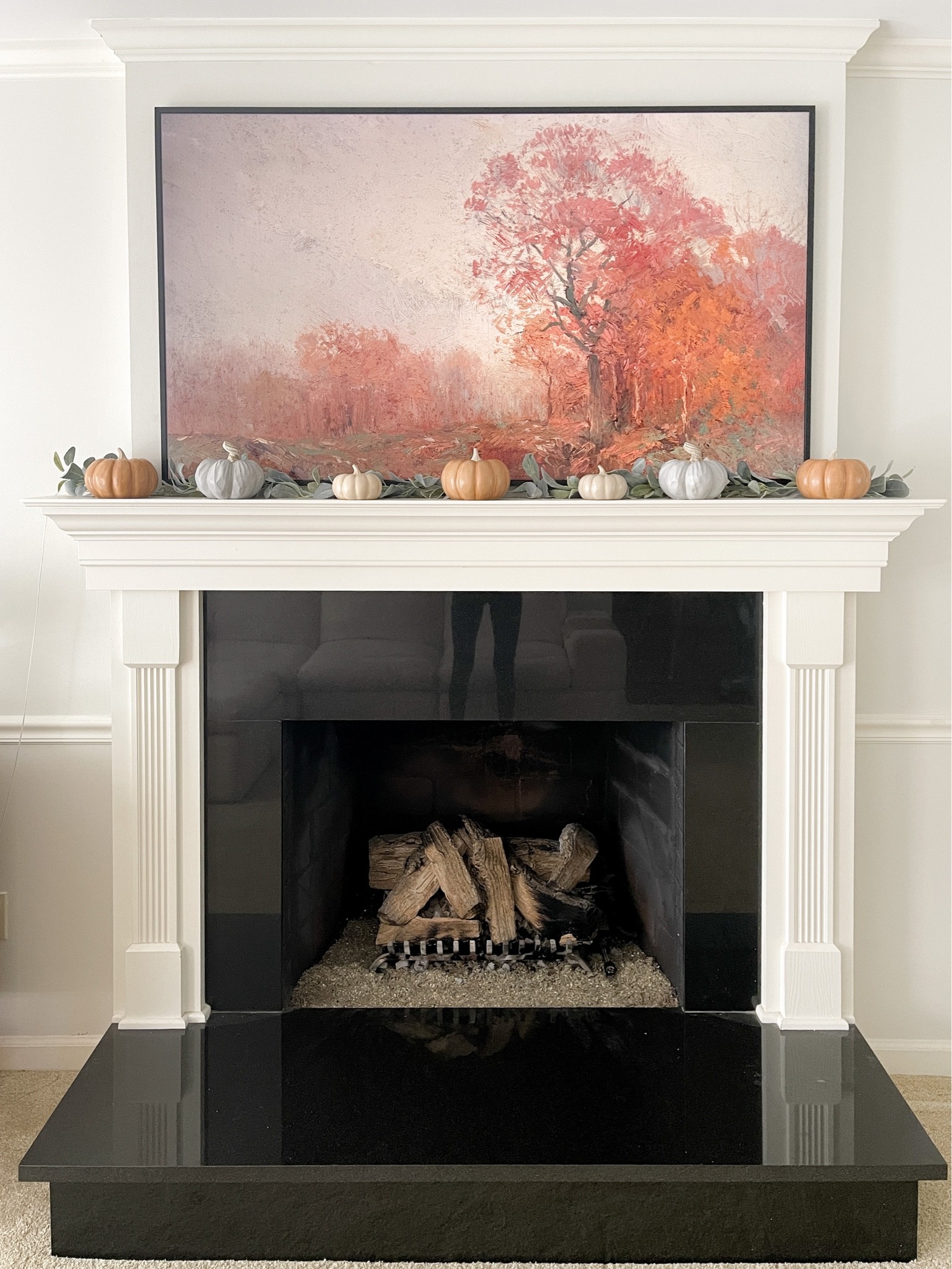 Sorry summer #target made me do it. 

Follow me on Instagram @sarahrachelfinke

#fall #falldecor #fallfireplace #pumpkins #garland #walmart #frametv #fallframetv #mantledecor #mantle #halloween #halloweendecor 

#LTKhome #LTKSeasonal #LTKHalloween