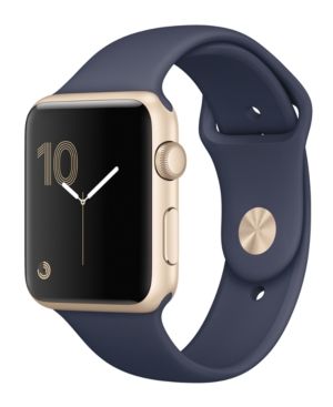 Apple Watch Series 1 42mm Gold Aluminum Case with Midnight Blue Sport Band | Macys (US)