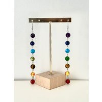 Drops Of Rainbow Polka Drop Earrings, Silver Drop Colorful Metal Geometric Shiny Rainbows Beaded Jewelry Metal Confetti | Etsy (US)